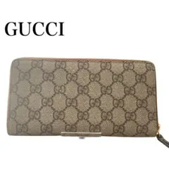 GUCCI GGスプリーム ラウンド ファスナー 長財布(小銭入有) ブラウン