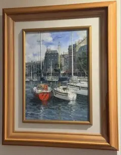【送料込】F50号 大型 油彩額縁 ＆ 肉筆 油彩画セット 日向灘 2013年作 絵画 油絵 駆ける F50号 （鈴木満雄） 【海・山】【肉筆】【油絵 額縁