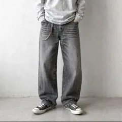 00s old Uniqlo ストレートデニム　グレー　雰囲気系　L