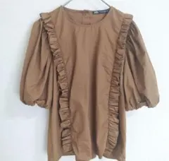 ザラ ZARA フリル付きポプリンシャツ フリル ブラウス