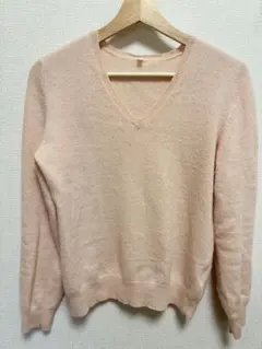 MUJI 無印良品 カシミア100Vネック セーター Ｌ　ベビーピンク