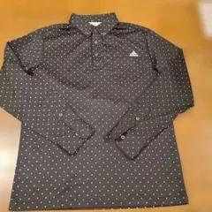 値下げadidas ダークグレー ドット柄 長袖ポロシャツ