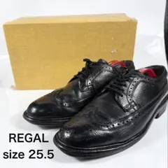 REGAL リーガル　ウィングチップ（25,5）革靴　黒　シボレザー
