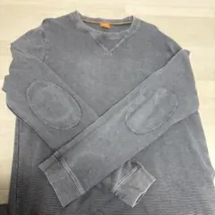 BOSS ORANGE グレー ストライプ 七分袖カットソー