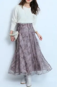 JUSGLITTY キラキラ刺しゅうマーメイドスカート　0 美品