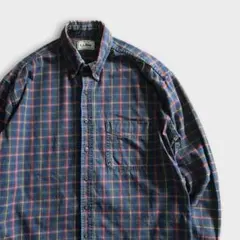 LLBean チェック 長袖 ネルシャツ デニム風 インディゴ グッドレギュラー