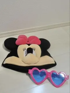 ミニーマウス 帽子とハート型サングラス セット