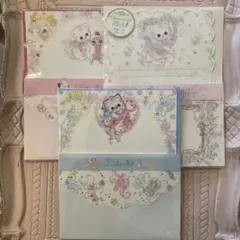 あめのもりふみか　猫と花のイラスト レターセット ３点