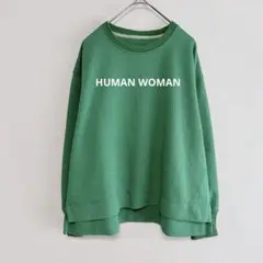 HUMAN WOMAN/カラートレーナープルオーバー/スウェット/緑/3671