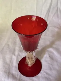 希少】ムラーノガラス ドルフィンステム ワイングラス 2客セット 金彩