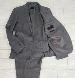 A.S.M メンズ　スーツセットアップ　 3ピース　グレー　ストライプ