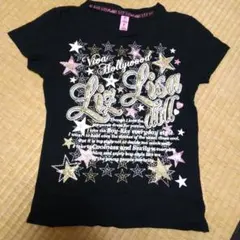 LIZLISA doll（リズリサドール）　ラメ　プリントTシャツ　黒のサムネイル