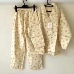 G-house 花柄ペールオレンジ長袖パジャマ上下セット LL 線