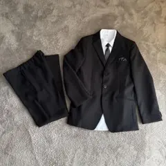 【美品】フォーマル　スーツ　5点セット　170 卒業式　キッズ　黒　ストライプ