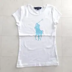 美品【RALPH LAUREN】130 ビッグポニー Tシャツ 丸首 白 半袖のサムネイル