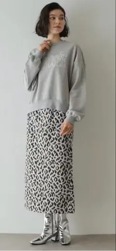 OPAQUE.CLIP レオパード　ジャガードナロースカート