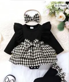 SHEINベビー服　3-6ヶ月 フリルロンパース ヘアバンド付き