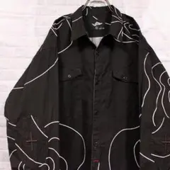DOARAT グラフィック 柄 シャツ ドゥアラット エルボーパッチ 長袖