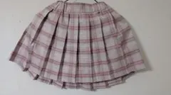 ピンク　チェック柄　プリーツスカート　130cm