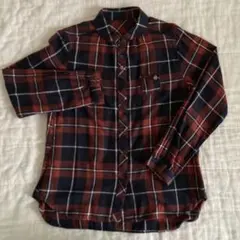 レディース 長袖シャツ M 茶と紺のチェック