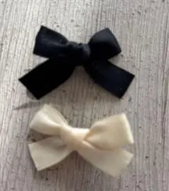 サテンリボン ヘアクリップ 2色セット