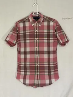 147 ラルフローレン　BD 半袖シャツ　ピンク系　タータンチェック　S