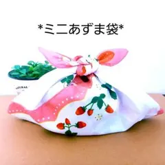 ミニあずま袋◆エコバック◆ハンドメイド◆お弁当入れ【いちご】ポリエステル