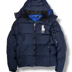 美品 ポロラルフローレン 刺繍ビッグポニー 2way ダウンジャケット ネイビー
