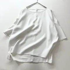 美品✨セオリーリュクス Vネックブラウス 白 7部袖 とろみ素材 きれい 