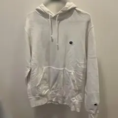 Champion ホワイト フード付きパーカー