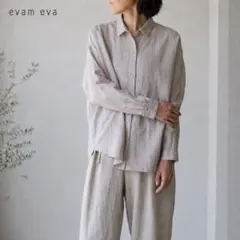 evam eva リネンブラウス ブラウン 秋 プルオーバー エヴァムエヴァ 