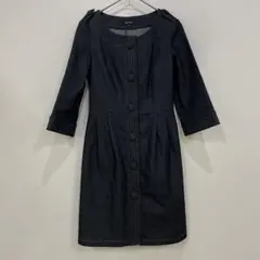 【INDIVI】インディヴィ (M) サイズ38 デニム風ワンピース 五分袖