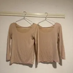 ヒートテック　ベージュ長袖Tシャツ 2枚セット S