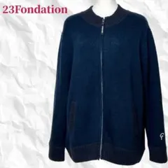 極美品✨23フォンダシオン ニットブルゾン ジップアップ 紺 リブ（III）秋冬のサムネイル
