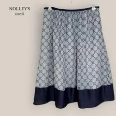 ノーリーズNOLLEY'S✨美品✨フレアスカート　膝下丈　総柄　配色　裏地付きのサムネイル