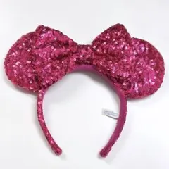 ディズニー ミニー カチューシャ スパンコール ピンク