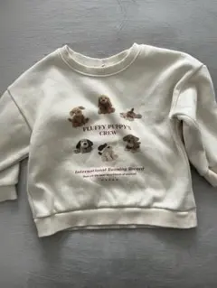 犬刺繍 ホワイト トレーナー　パピー