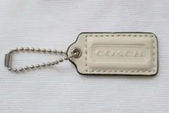 ［未使用］COACH コーチ　ホワイトレザー　タグ型キーホルダー