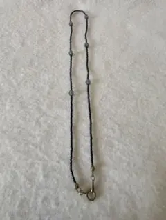 シンプル 黒 ナイロン ネックレス クリスタルビーズ