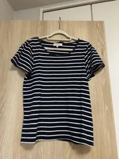 earth ストライプ半袖Tシャツ ネイビーとホワイト