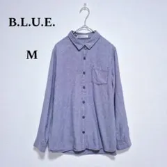 B.L.U.E ビーエルユーイー 長袖シャツ シンプル 綿100 ブルー 青 Mのサムネイル
