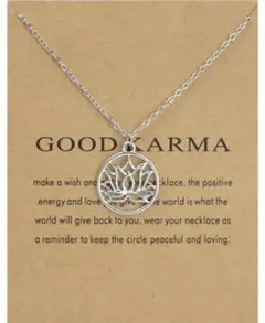 【蓮の花（ロータス）モチーフ ネックレス】シルバー カラー ミニ巾着袋付き※＊