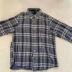 無印良品青と白のチェック長袖シャツ