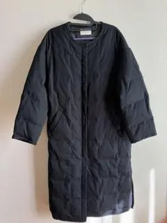 beams heart ノーカラー格子ダウンコート ロングコート