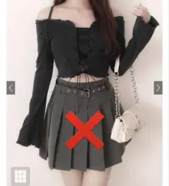 レースアップオフショル　テレコリブトップス[dk1267] ブラック