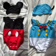 90 ミッキー　ドナルド コスチューム　ロンパース