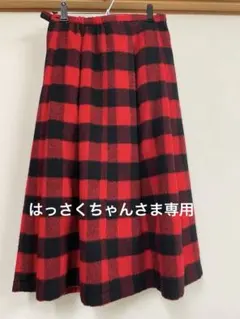 赤と黒のチェック フレアスカート Mサイズ
