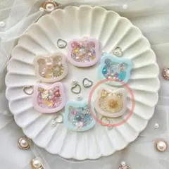 【名前・文字入れ無料】シャカシャカキーホルダー(カフェラテ色・ねこ)