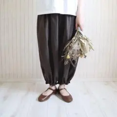 nestRobe リネンフリルイージーパンツ 裾フリル 黒 studio CLIP（スタディオクリップ）の「コットンリネン裾フリル