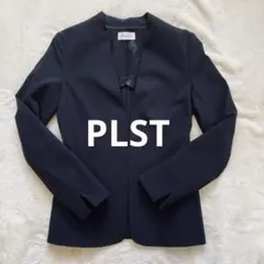 [洗える]PLSTプラステ ノーカラージャケット ブラック S